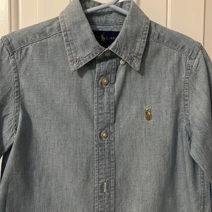 Like New. Button down, light denim. Ralph Lauren-2T.